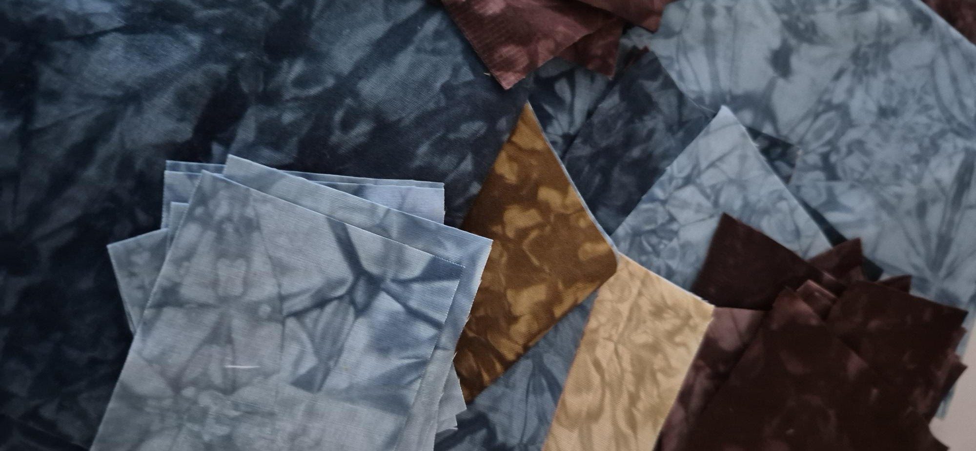 Shades of Teals / Browns Hand Dyed Fabric Scraps - Image 2