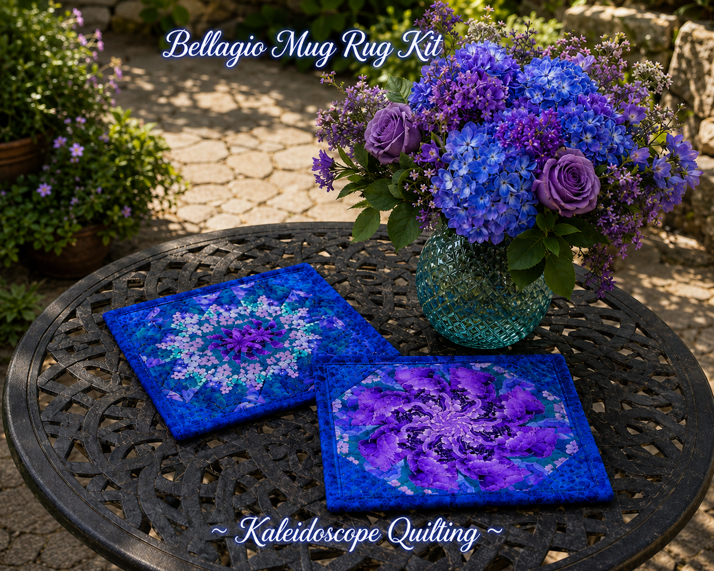 Bellagio Mug Rug Kit – Pre-Cut Kaleidoscope Mug Rug Kit – Quilted Mug Rug Pattern – DIY Quilting Kit – Floral Mug Rugs – Makes 2 Mug Rugs - Image 3