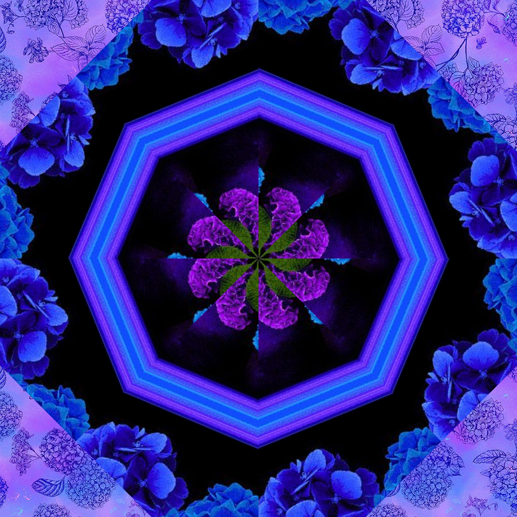 Midnight Blooms Striped Pre-Cut Kaleidoscope Table Runner Kit - Image 7