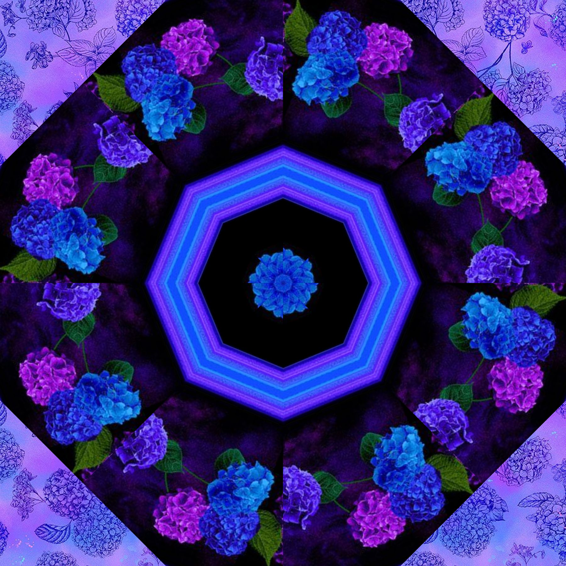 Midnight Blooms Striped Pre-Cut Kaleidoscope Table Runner Kit - Image 3