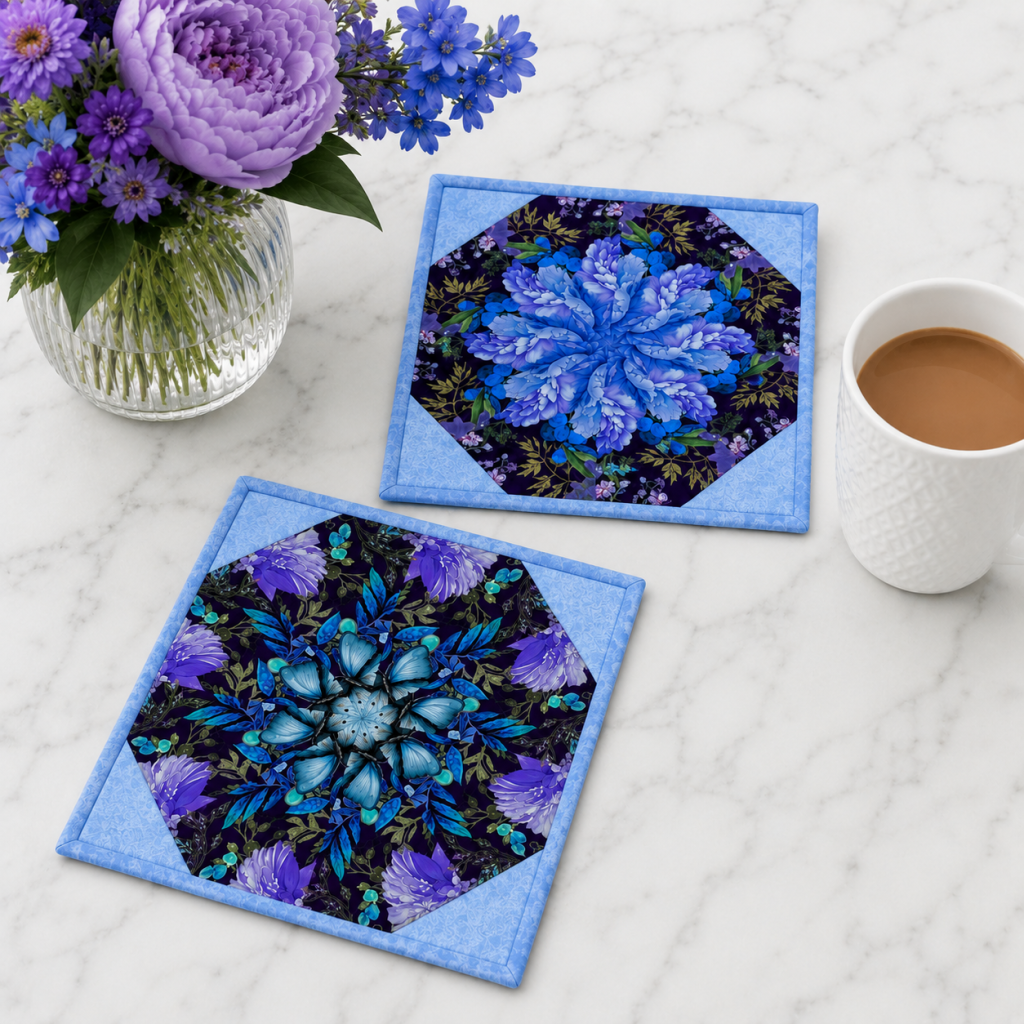 Plum Crazy Mug Rug Kit – Pre-Cut Kaleidoscope Mug Rug Kit – Quilted Mug ...