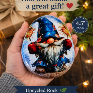 USA Gnome Upcycled Rock Decor – Patriotic Gnome Gift – Handcrafted Decorative Stone – Americana Home Decor – One of a Kind