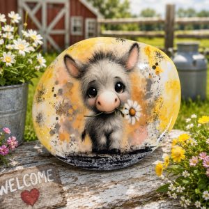 Cute Donkey Upcycled Rock Decor – Handcrafted Decorative Stone – Barnyard Gift – Cottagecore Shelf Decor – One of a Kind