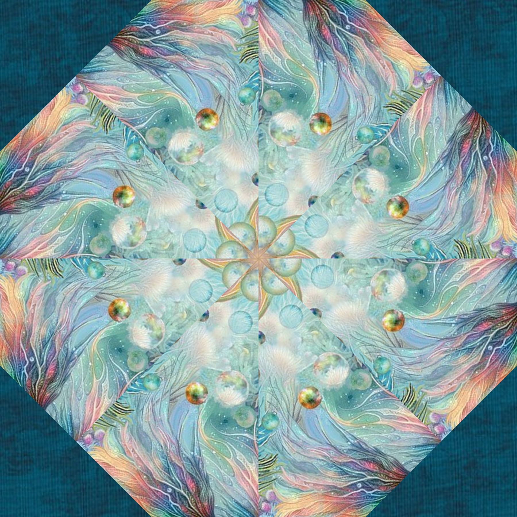 Sea Fish Pre-Cut Kaleidoscope Quilt Kit (12-10" Blocks) - Image 5