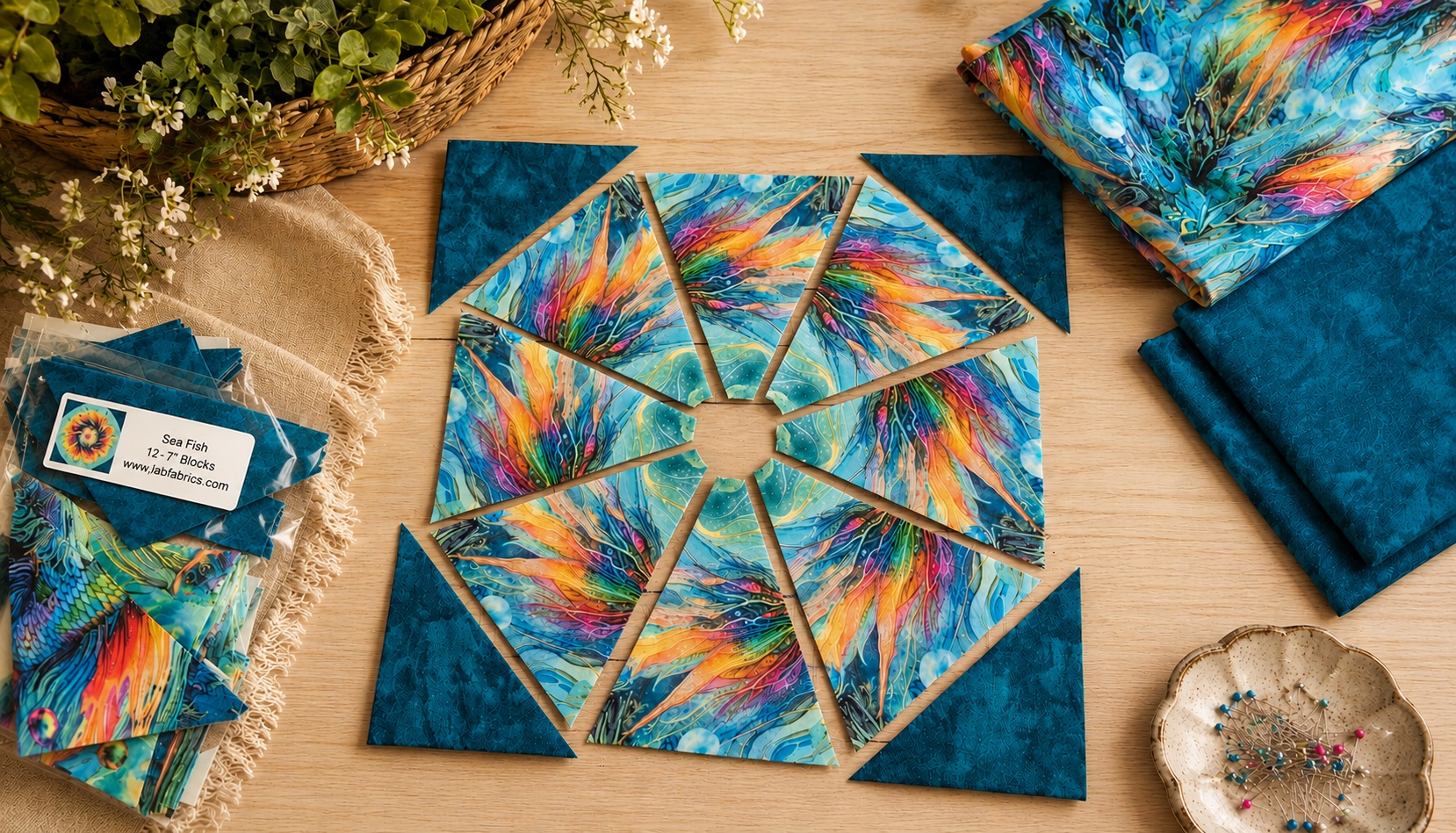 Sea Fish Complete Pre-Cut Kaleidoscope Quilt Kit - Image 6