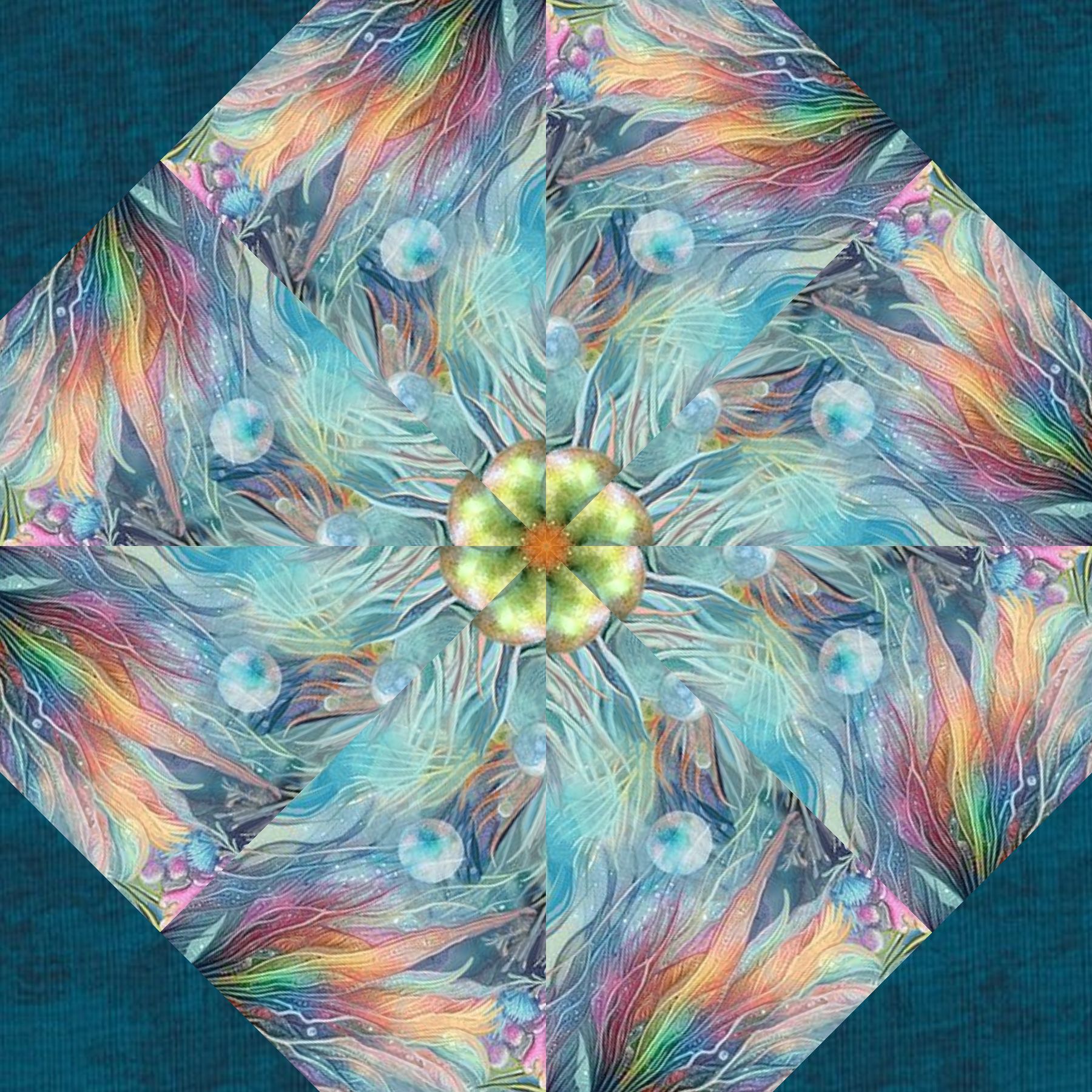 Sea Fish Pre-Cut Kaleidoscope Quilt Kit (12-10" Blocks) - Image 2