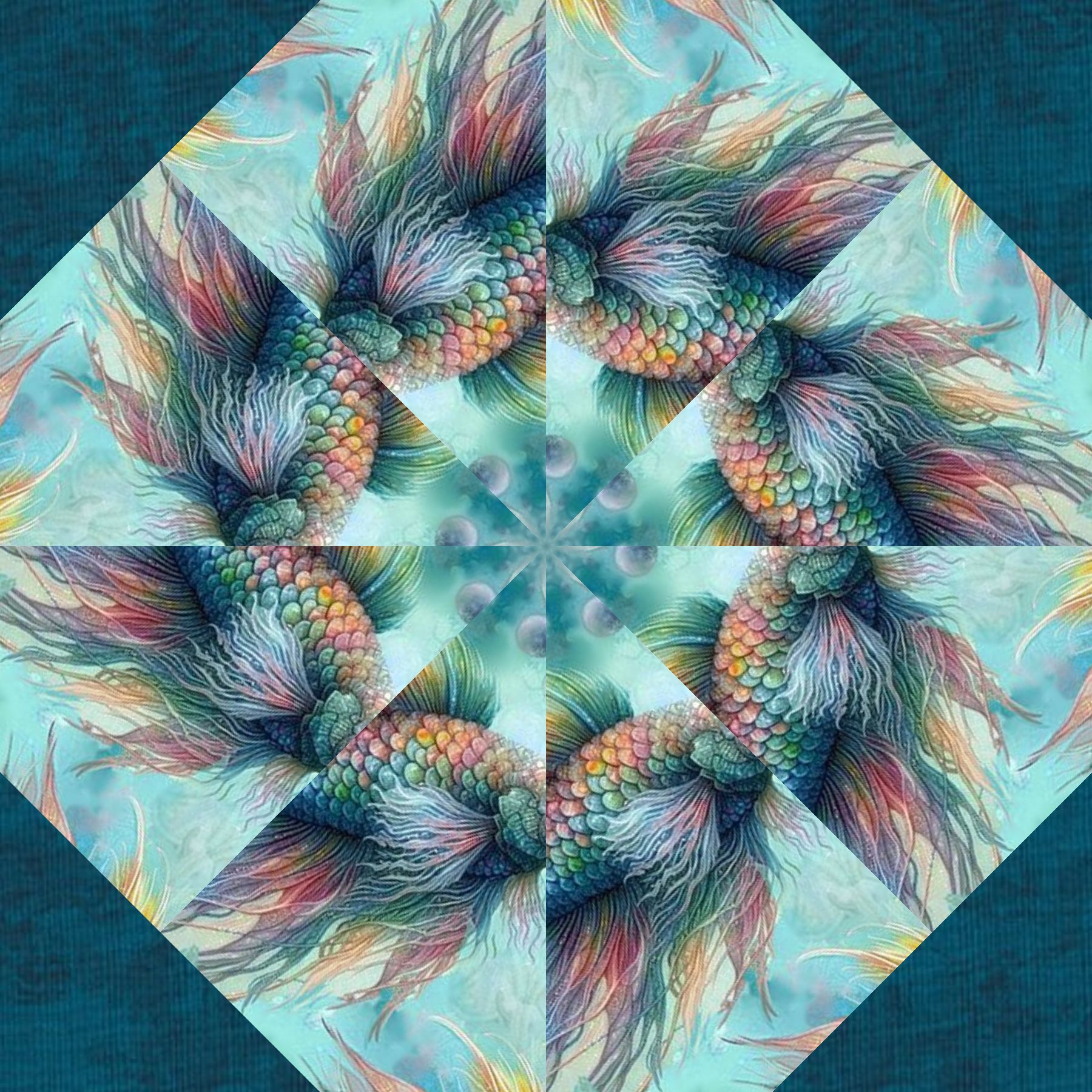 Sea Fish Pre-Cut Kaleidoscope Quilt Kit (12-10" Blocks) - Image 3