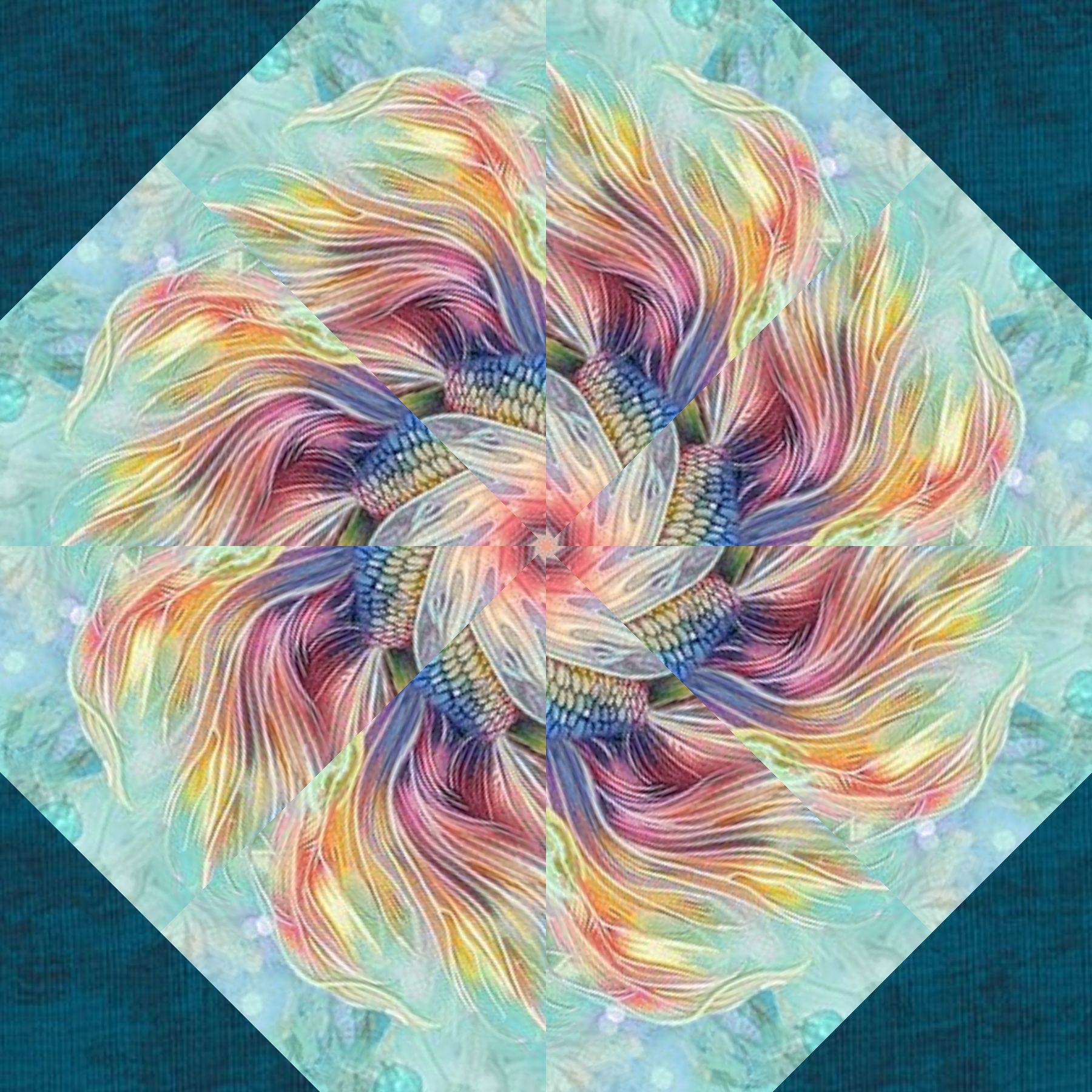 Sea Fish Pre-Cut Kaleidoscope Quilt Kit (12-10" Blocks) - Image 7