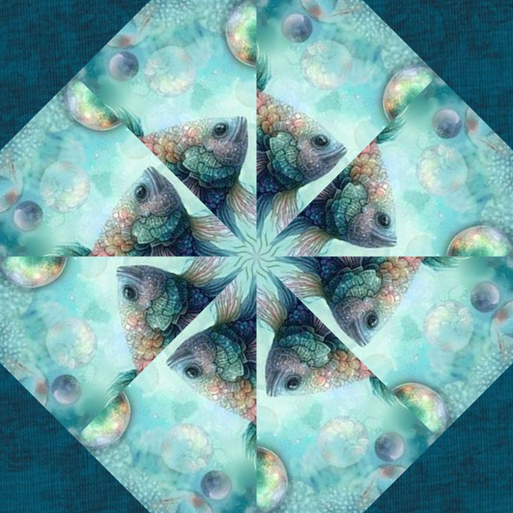 Sea Fish Pre-Cut Kaleidoscope Quilt Kit (12-10" Blocks) - Image 9