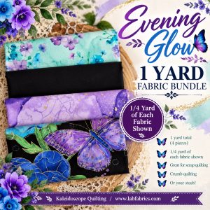 Evening Glow 1 Yard Fabric Bundle, Beautiful Floral Fabric, Quilting Cotton Bundle