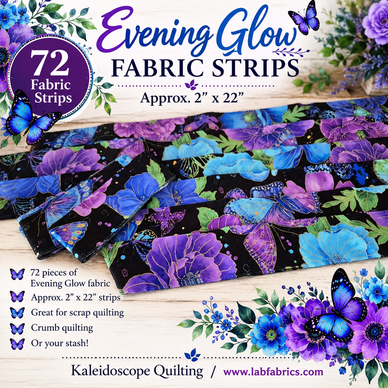 Fabric Scrap Strips / Evening Glow