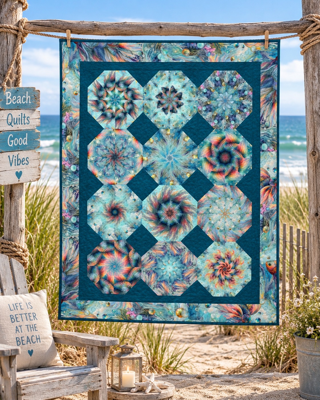 Sea Fish Complete Pre-Cut Kaleidoscope Quilt Kit