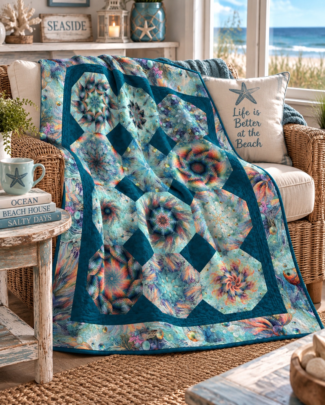 Sea Fish Complete Pre-Cut Kaleidoscope Quilt Kit - Image 2