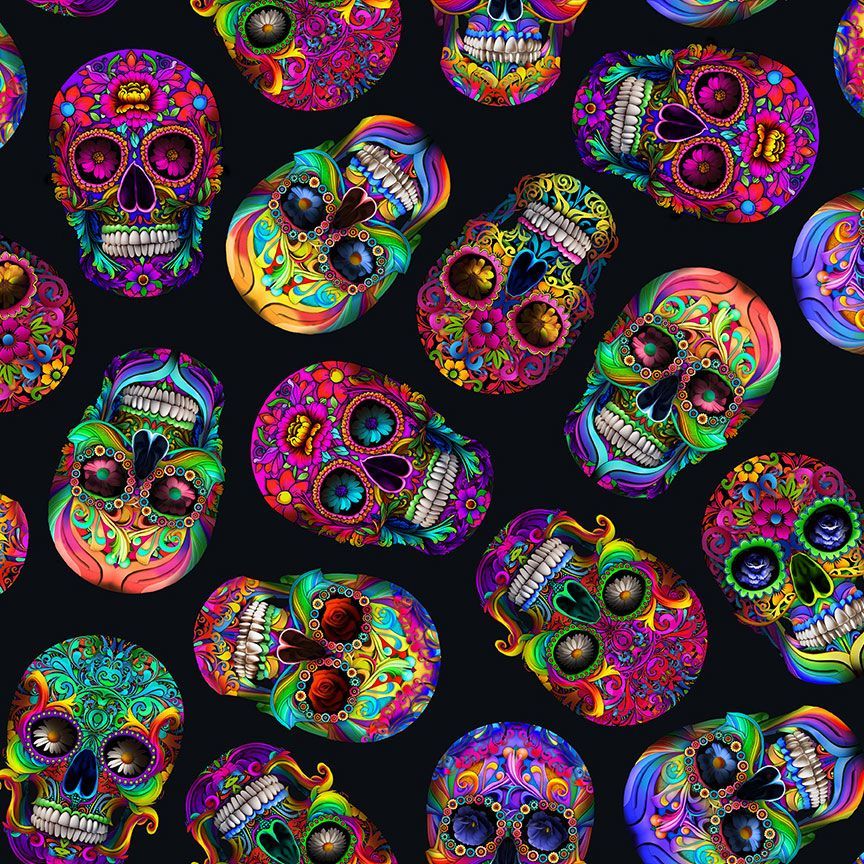 Sugar Skulls Pre-Cut Kaleidoscope Quilt Kit (12-10" Blocks) - Image 6