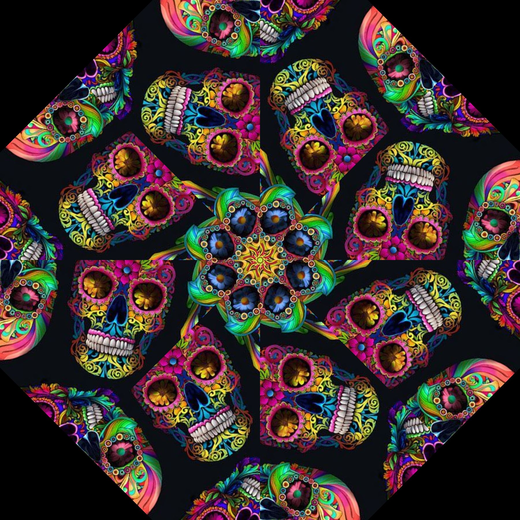 Sugar Skulls Pre-Cut Kaleidoscope Quilt Kit (12-10" Blocks) - Image 7