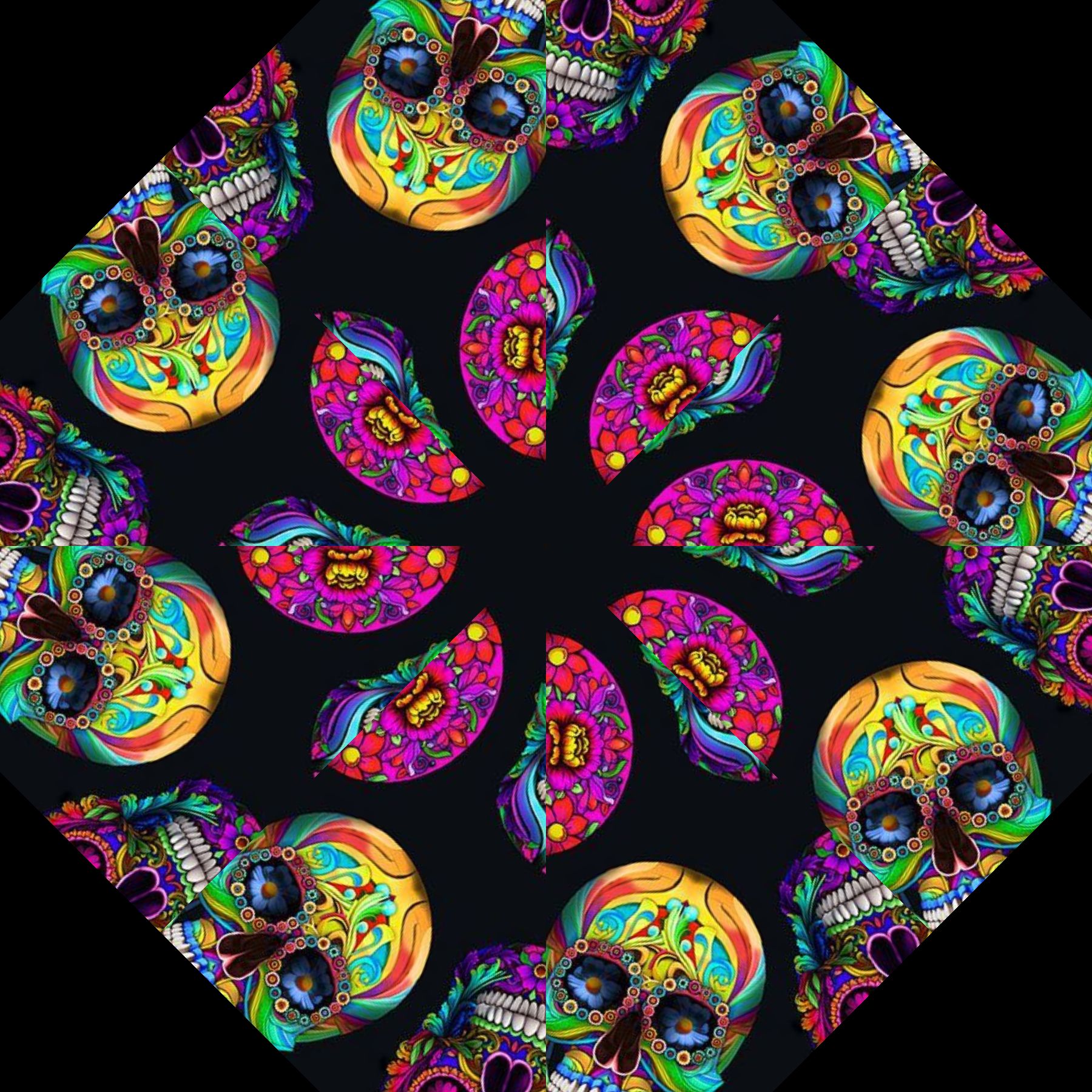 Sugar Skulls Pre-Cut Kaleidoscope Quilt Kit (12-10" Blocks) - Image 2