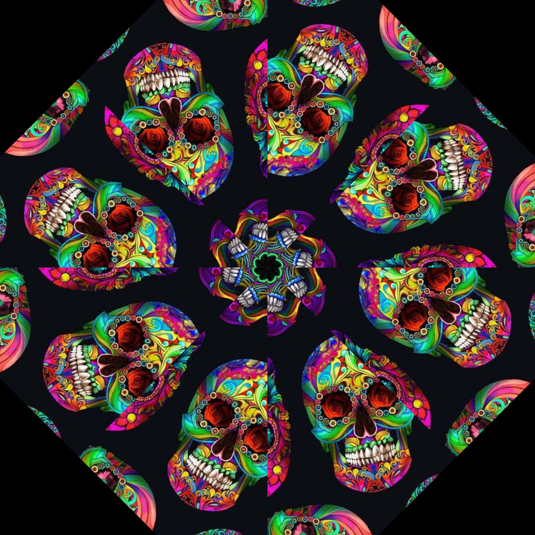 Sugar Skulls Pre-Cut Kaleidoscope Quilt Kit (12-10" Blocks) - Image 3