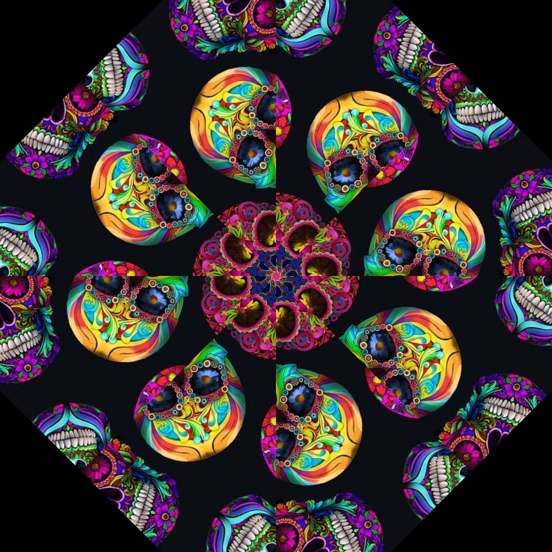 Sugar Skulls Pre-Cut Kaleidoscope Quilt Kit (12-10" Blocks) - Image 4