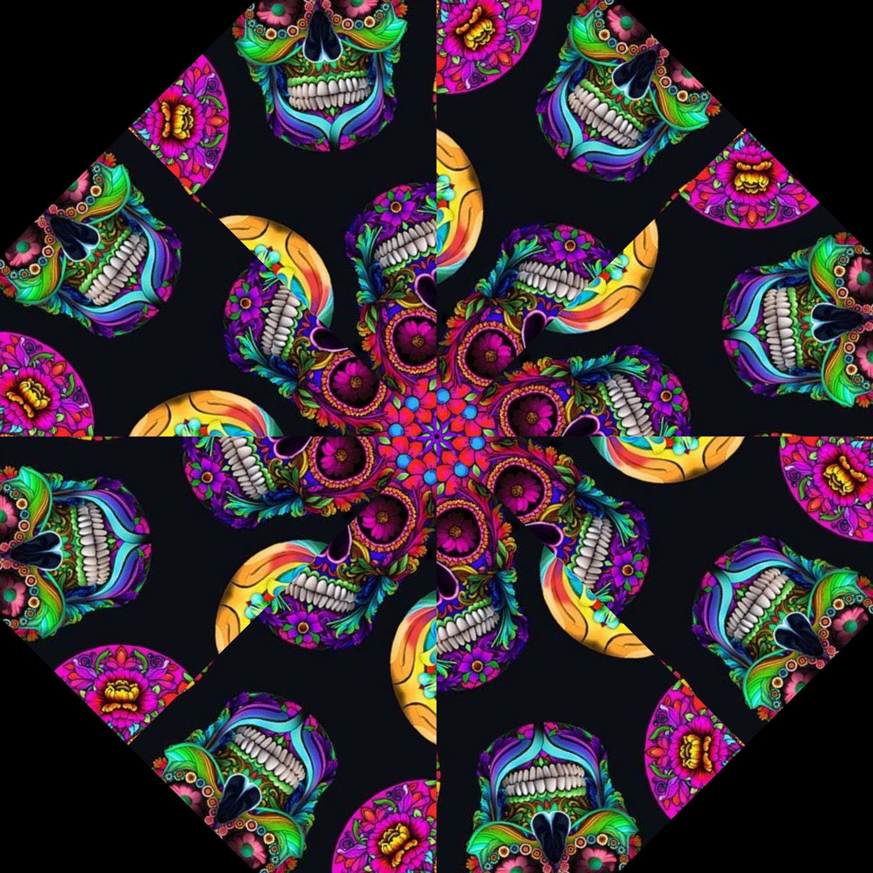 Sugar Skulls Pre-Cut Kaleidoscope Quilt Kit (12-10" Blocks) - Image 9