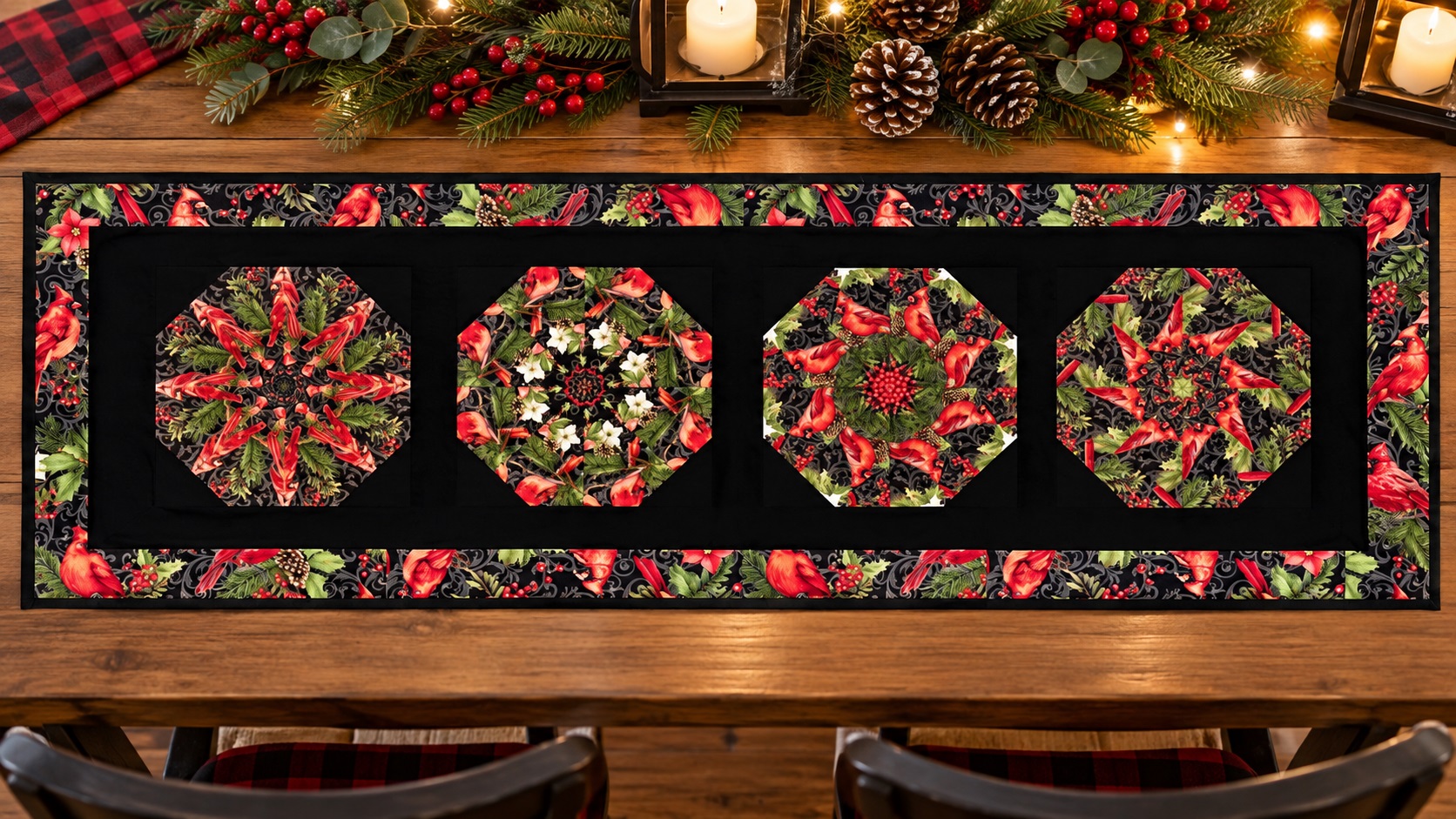 Holiday Cardinals Kaleidoscope Pre-Cut Table Runner Kit - Image 8