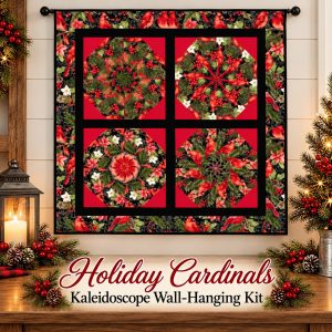 Holiday Cardinals Kaleidoscope Pre-Cut Wall-Hanging / Table Topper Kit