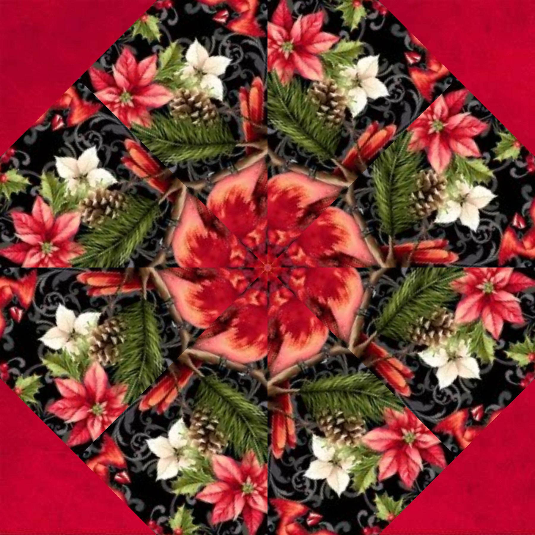 Holiday Cardinals Kaleidoscope Pre-Cut Wall-Hanging / Table Topper Kit - Image 3