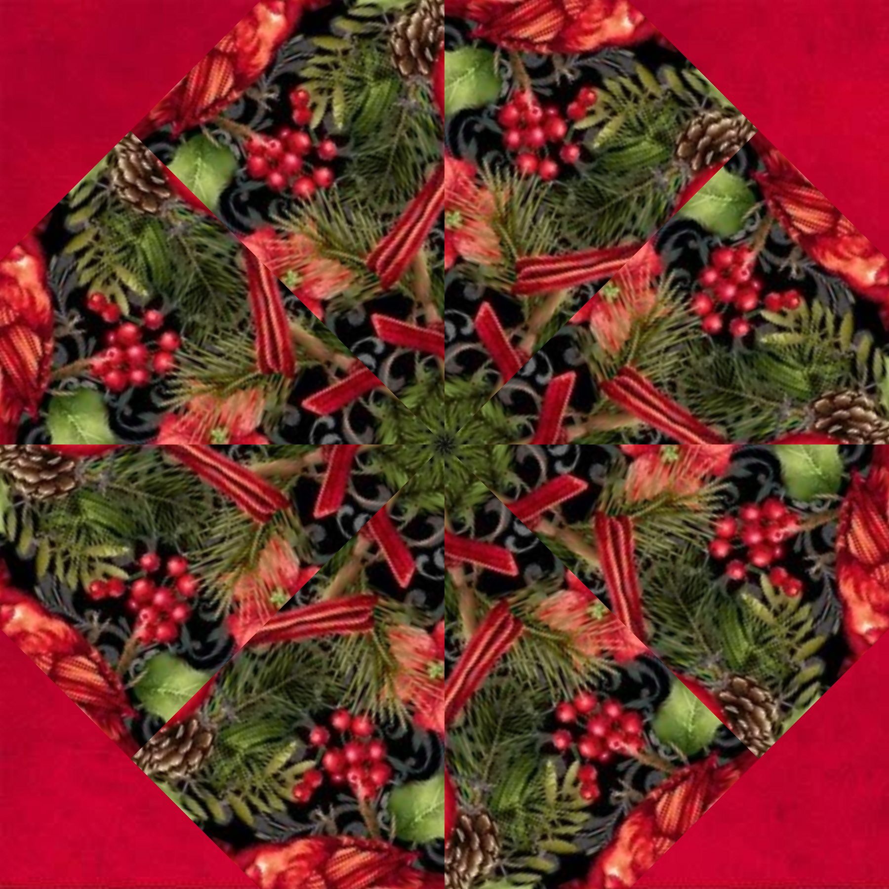 Holiday Cardinals Kaleidoscope Pre-Cut Wall-Hanging / Table Topper Kit - Image 7