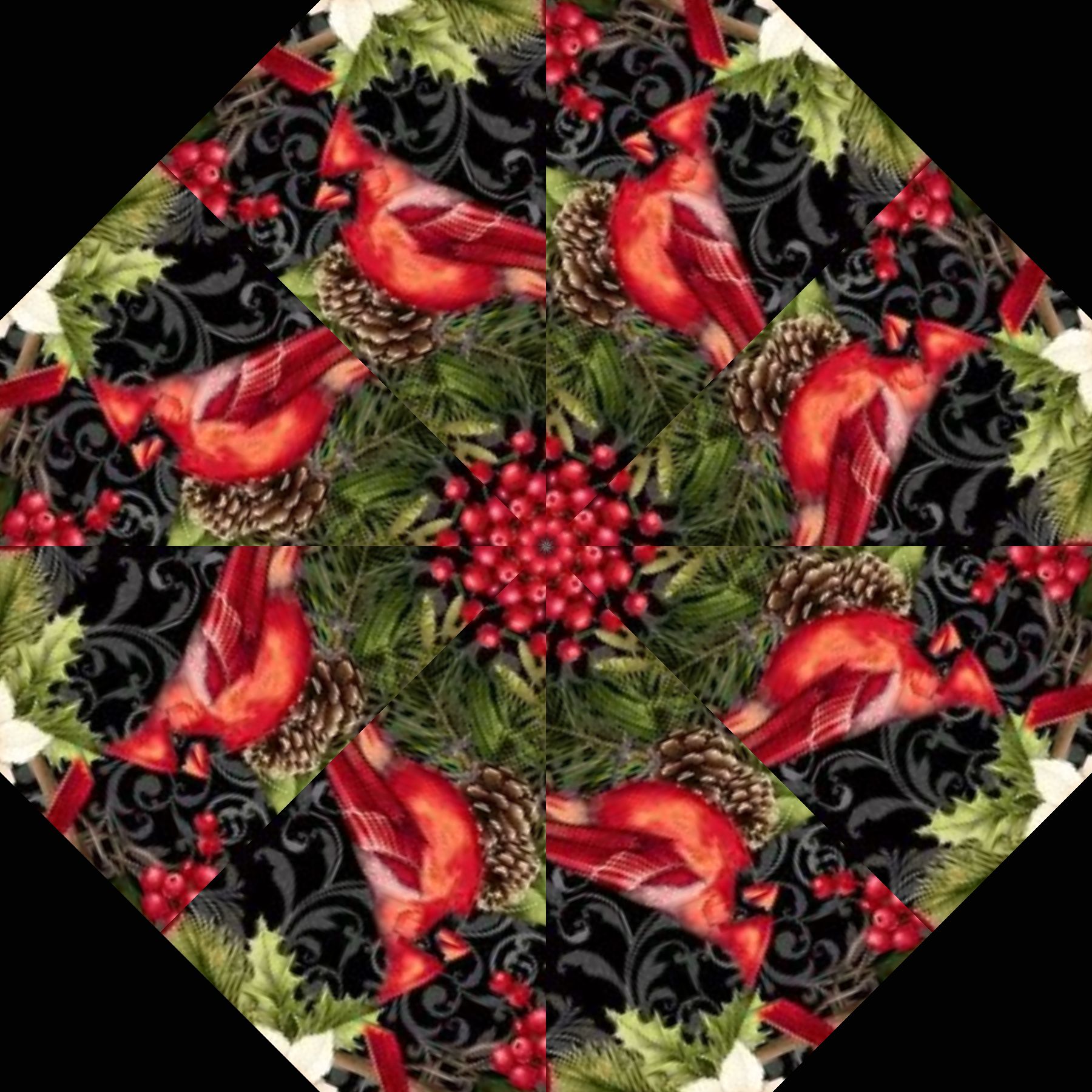 Holiday Cardinals Kaleidoscope Pre-Cut Table Runner Kit - Image 2